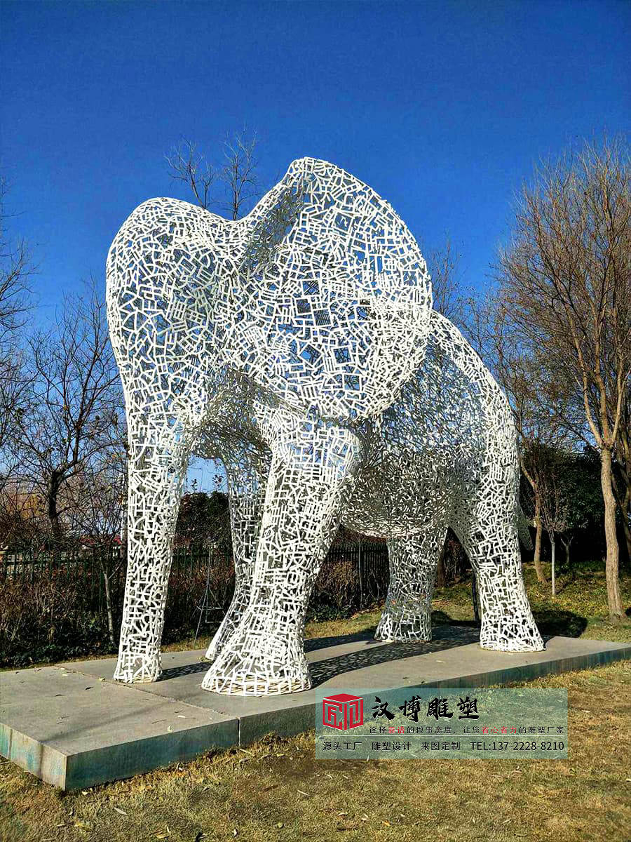 不锈钢镂空大象雕塑,公园景观雕塑,大型金属雕塑制作工厂