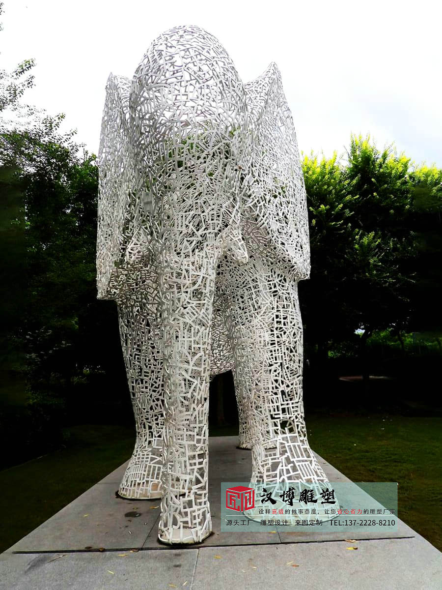 不锈钢镂空大象雕塑,公园景观雕塑,大型金属雕塑制作工厂
