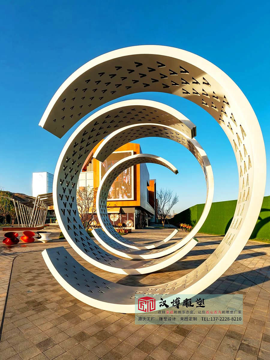 不锈钢圆形镂空雕塑,商务广场金属雕塑,大型雕塑定制厂家