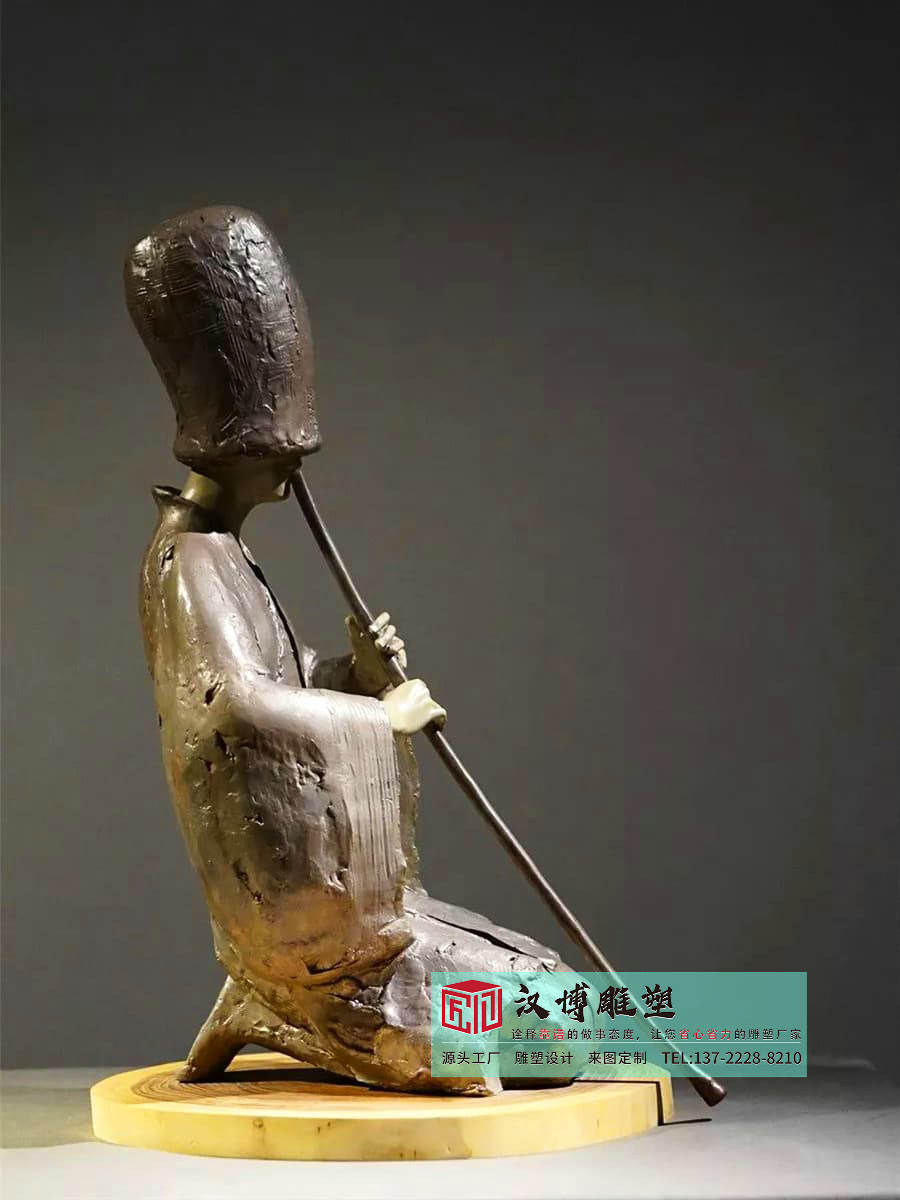 铸铜创意人物吹箫雕塑,艺术展览美术馆雕塑,铸铜人物雕塑实力工厂