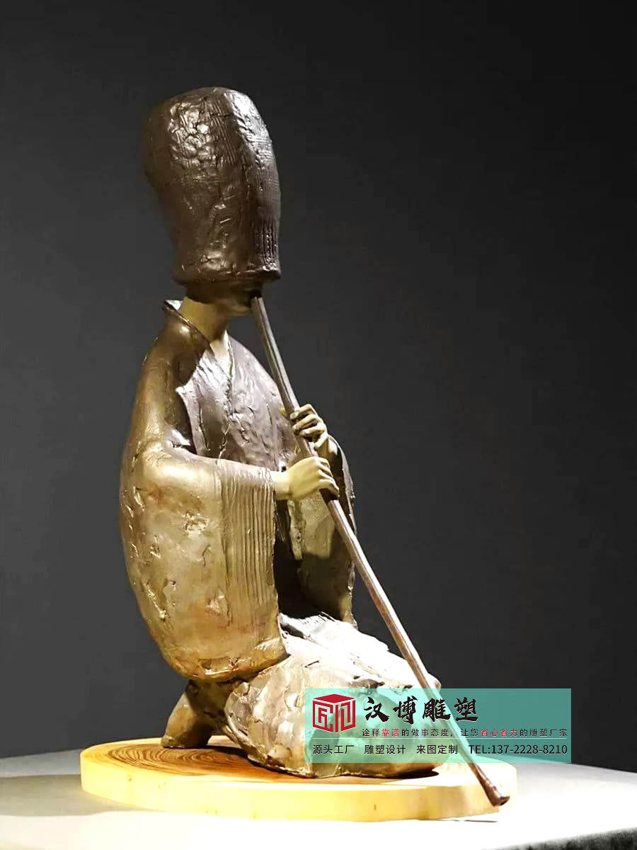 铸铜创意人物吹箫雕塑,艺术展览美术馆雕塑,铸铜人物雕塑实力工厂