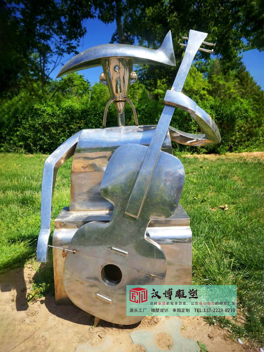 不锈钢抽象音乐人物雕塑,园林公园景观建设雕塑,抽象人物雕塑定制工厂