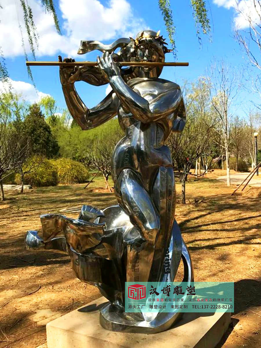 不锈钢抽象音乐人物雕塑,园林公园景观建设雕塑,抽象人物雕塑定制工厂
