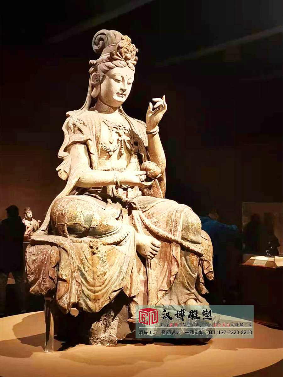 铸铜水月观音雕塑,户外公园雕塑,大型雕塑制作工厂