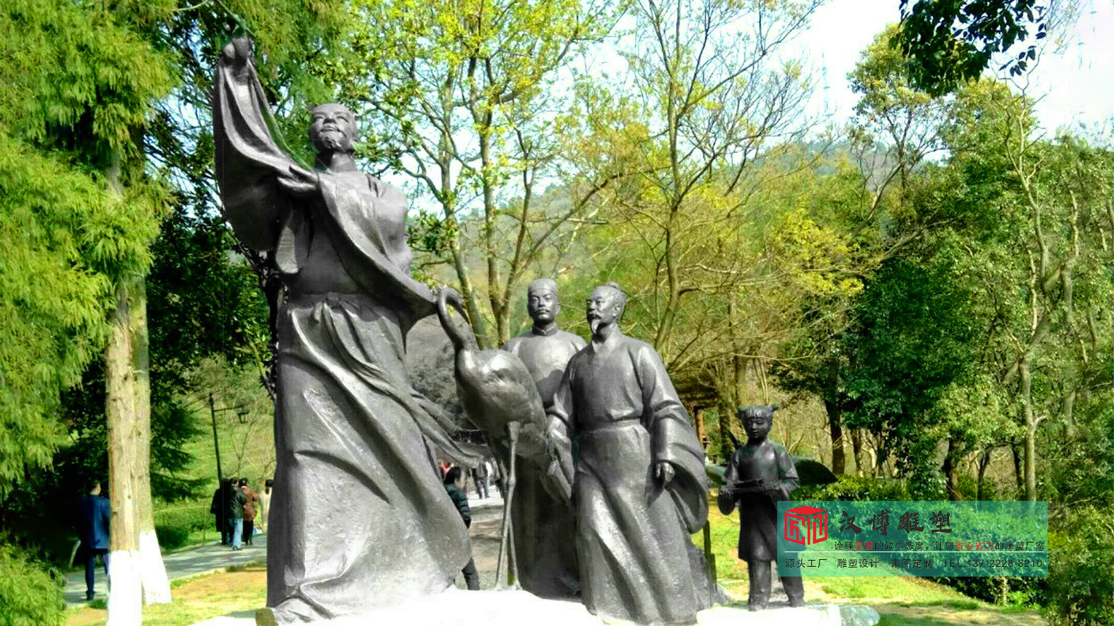 铸铜古代诗人李白雕塑,公园景观小品,黄铜人物雕塑厂家定做